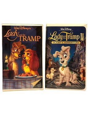 Lady And The Tramp & II Scamps Adventure Disney VHS Clamshell 2 Lot